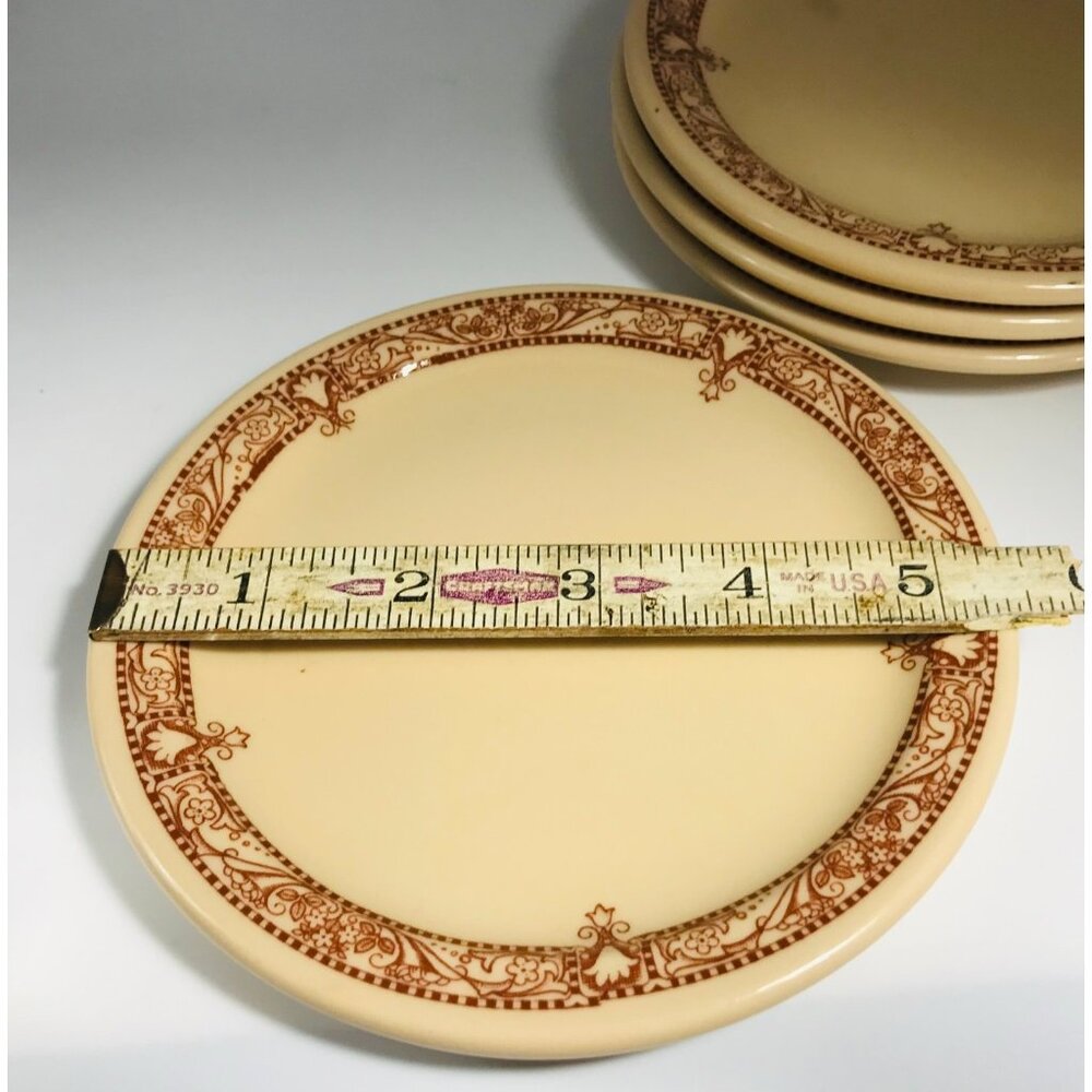 4 Vintage Edgemere Bread Plates Inca Ware Shenango Restaurant Ware Tan 5.5" - Picture 5 of 5